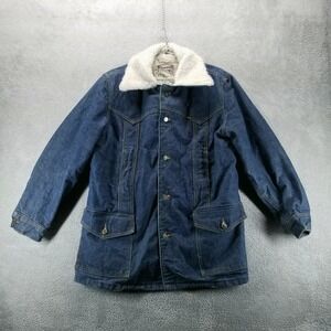 VTG Lee Storm Rider Jacket Mens M Blue Ranch Sherpa Lined Made in USA 70s